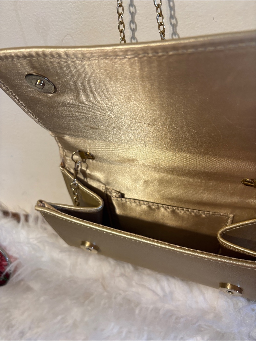 Gold Rhinestone-Embellished Evening Clutch Wallet - Picture 3 of 12